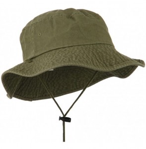 Sun Hats Big Size Washed Bucket Hat with Chin Cord - Olive - C311IH3MS8B