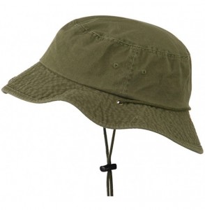 Sun Hats Big Size Washed Bucket Hat with Chin Cord - Olive - C311IH3MS8B