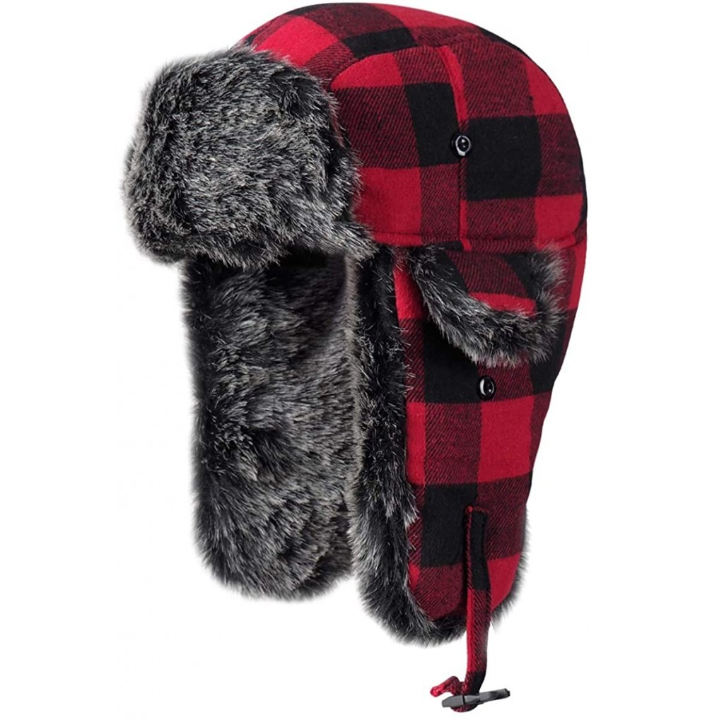 Bomber Hats Winter Trapper Hat Unisex Aviator Bomber Hat with Warm Faux Fur and Adjustable Ear Flaps for Men - CL18N777YN3