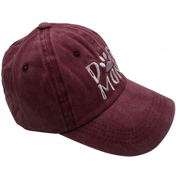 Baseball Caps Denim Fabric Adjustable Dog Mom Hat Fashion Distressed Baseball Cap for Women - Embroidered Ponytail Red - CI19...