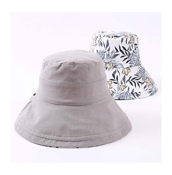 Sun Hats Floppy Brim Sun Hat UPF 50+ Cotton Wide Brim Beach Sun Protection Cap Adjustable Chin Strap Hat - 0822 Grey - CY18EZ...
