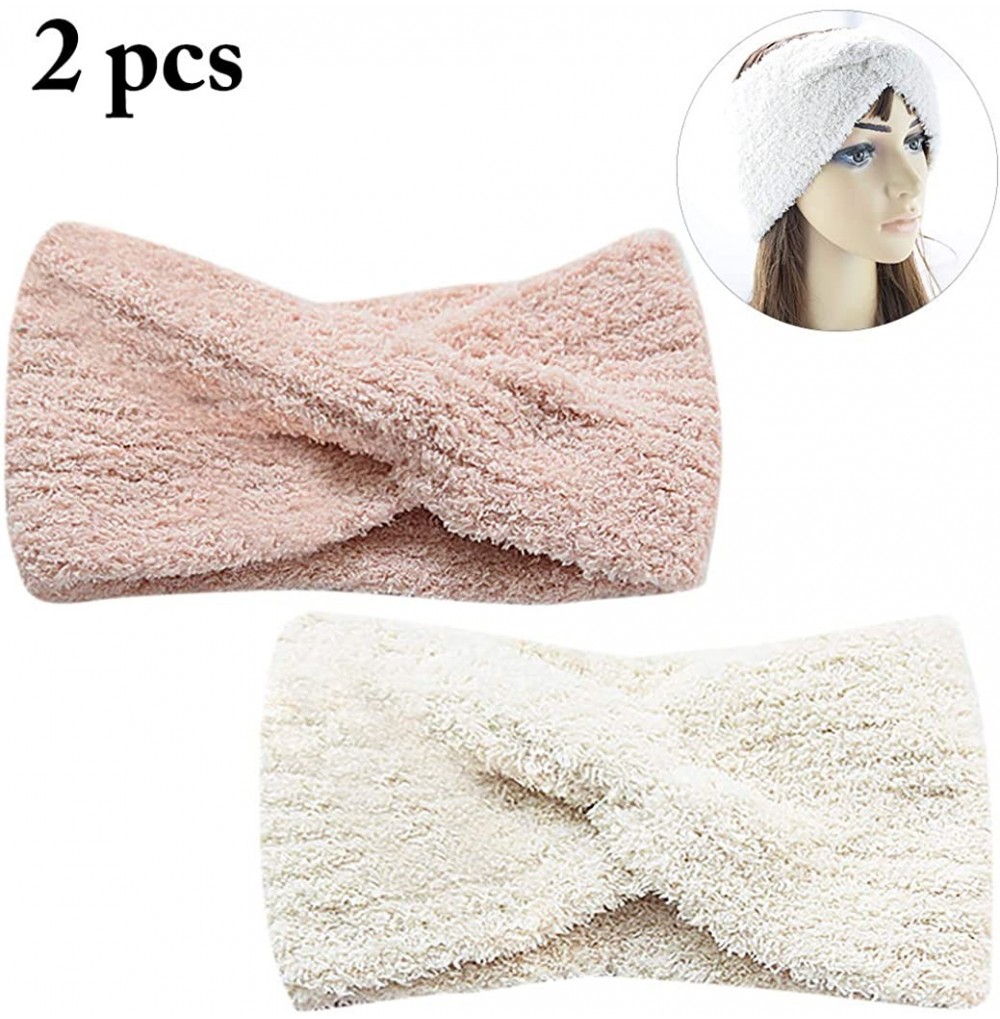 Headbands 2PCS Girls Headbands Ultra Soft Cute Elastic Headbands Women Hair Band - White&pink - C318LL7X826