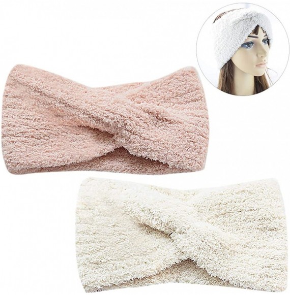 Headbands 2PCS Girls Headbands Ultra Soft Cute Elastic Headbands Women Hair Band - White&pink - C318LL7X826