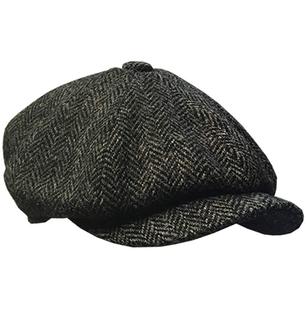 Newsboy Caps Carloway 100% Wool Harris Tweed Cap - Dark Grey - CG18I3MNL6D