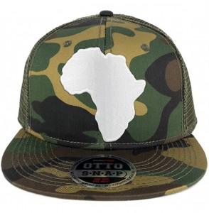 Baseball Caps Solid White African Map Embroidered Patch Camo Flat Bill Snapback Mesh Cap - Olive - CR183ZYU9GI