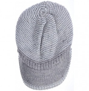Skullies & Beanies Winter Fashion Knit Cap Hat for Women- Peaked Visor Beanie- Warm Fleece Lined-Many Styles - Gray-lurex - C...