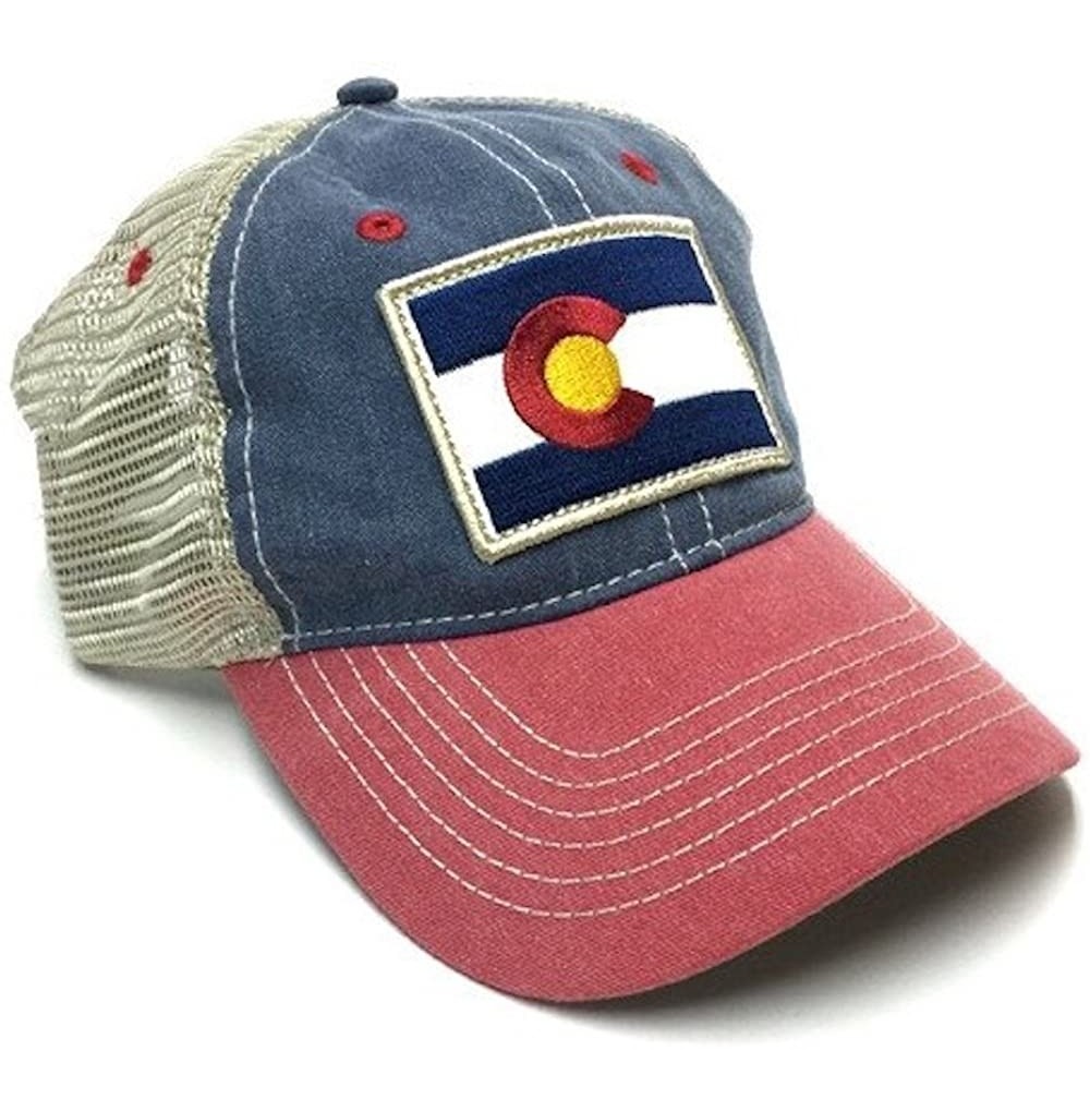 Baseball Caps Vintage Denim Flag Patch Trucker Hat - CQ184AI9QM9
