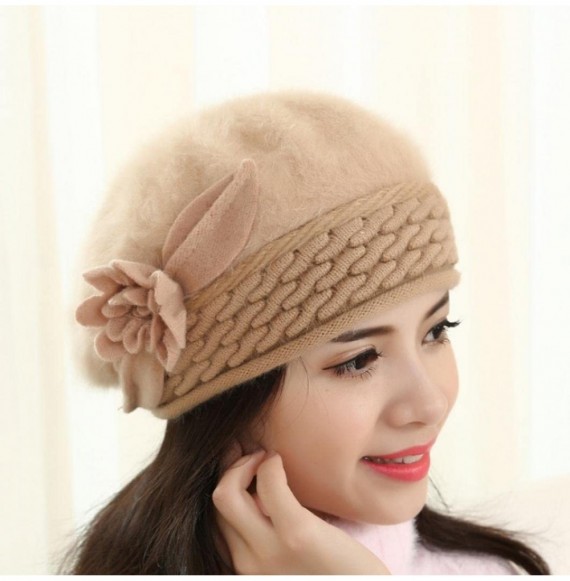 Berets New Women Slouch Baggy Winter Warm Soft Knit Crochet Hat - Khaki - C012N0CC001