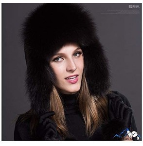 Bomber Hats Mens Winter Hat Real Fox Fur Genuine Leather Russian Ushanka Hats - Coffee-1 - C618Z586ZIL