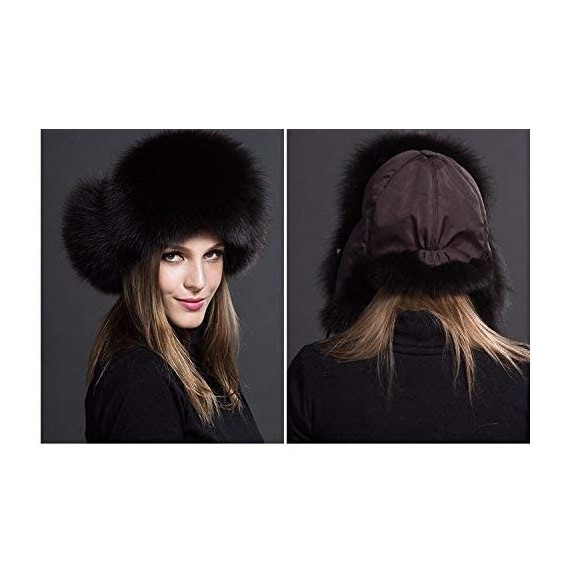 Bomber Hats Mens Winter Hat Real Fox Fur Genuine Leather Russian Ushanka Hats - Coffee-1 - C618Z586ZIL