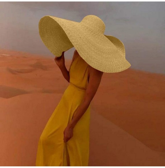 Sun Hats Oversized Fashion Outdoor Expanded Diameter - Yellow - CO18XQTQDS8