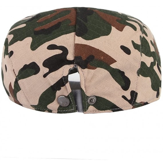 Newsboy Caps Men Camouflage Newsboy Hat Beret Ivy Cap Flat Gatsby Cap Lightweight Driving Hats - Beige - CM18QEGQA9C