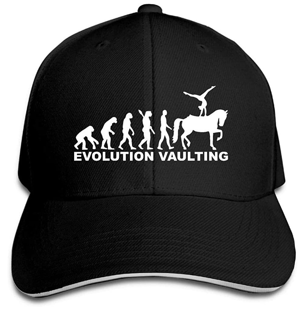 Baseball Caps Unisex Horse Vaulting Evolution Adjustable Sandwich Peaked Cap Sports Cap - Black - C118K75HNUX