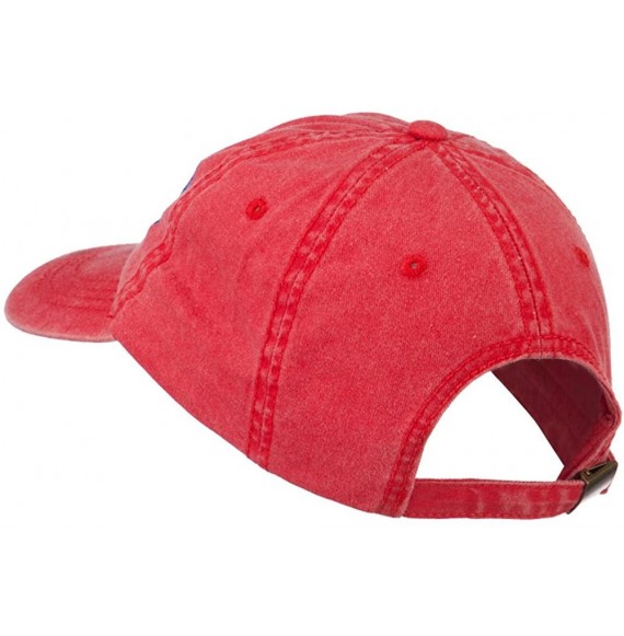 Baseball Caps Wording of Grandpa Embroidered Washed Cap - Red - CV11KNJEYFH