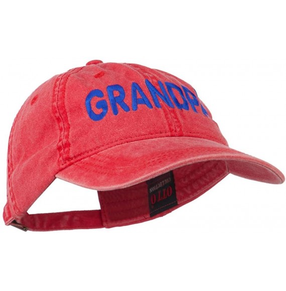 Baseball Caps Wording of Grandpa Embroidered Washed Cap - Red - CV11KNJEYFH