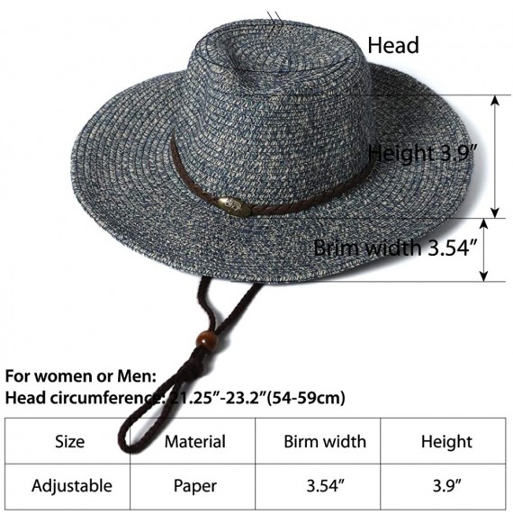 Sun Hats Womens Lanyard Packable Summer Cowboy - Blue - CO196ILECOC
