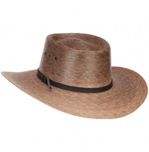 Sun Hats Men's Palm Braid Gambler Hat - Dk Natural - CA12ENSCZNL