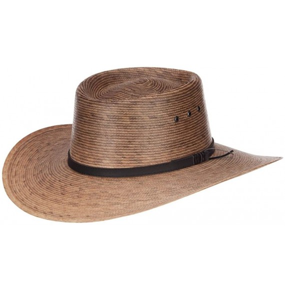 Sun Hats Men's Palm Braid Gambler Hat - Dk Natural - CA12ENSCZNL