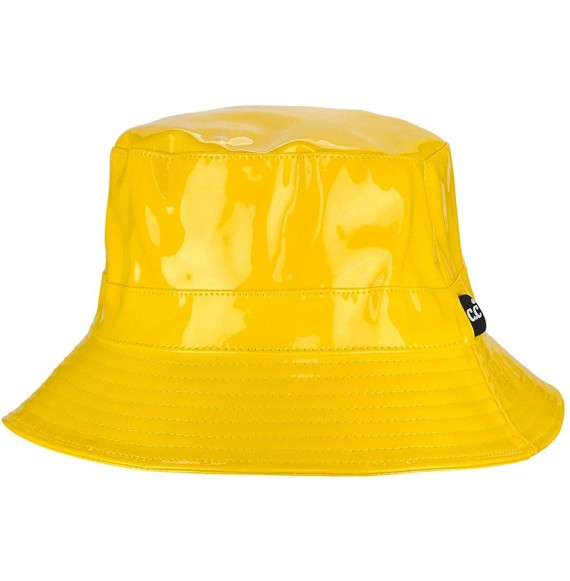 Bucket Hats Women's All Season Foldable Waterproof Rain Bucket Hat - Yellow - CD18R5G5ZKW