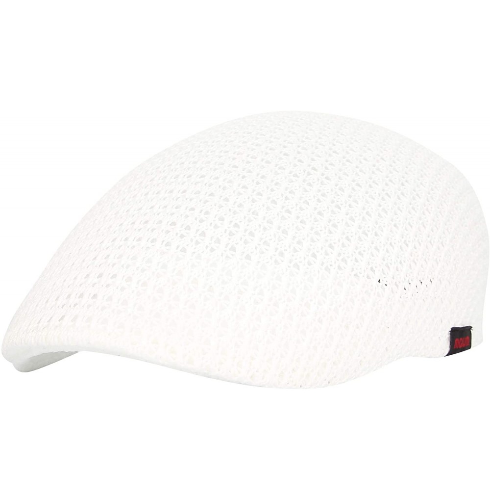 Newsboy Caps Men Breathable Mesh Summer Hat Newsboy Beret Ivy Cap Cabbie AM31168 - White - CU18R29Y774