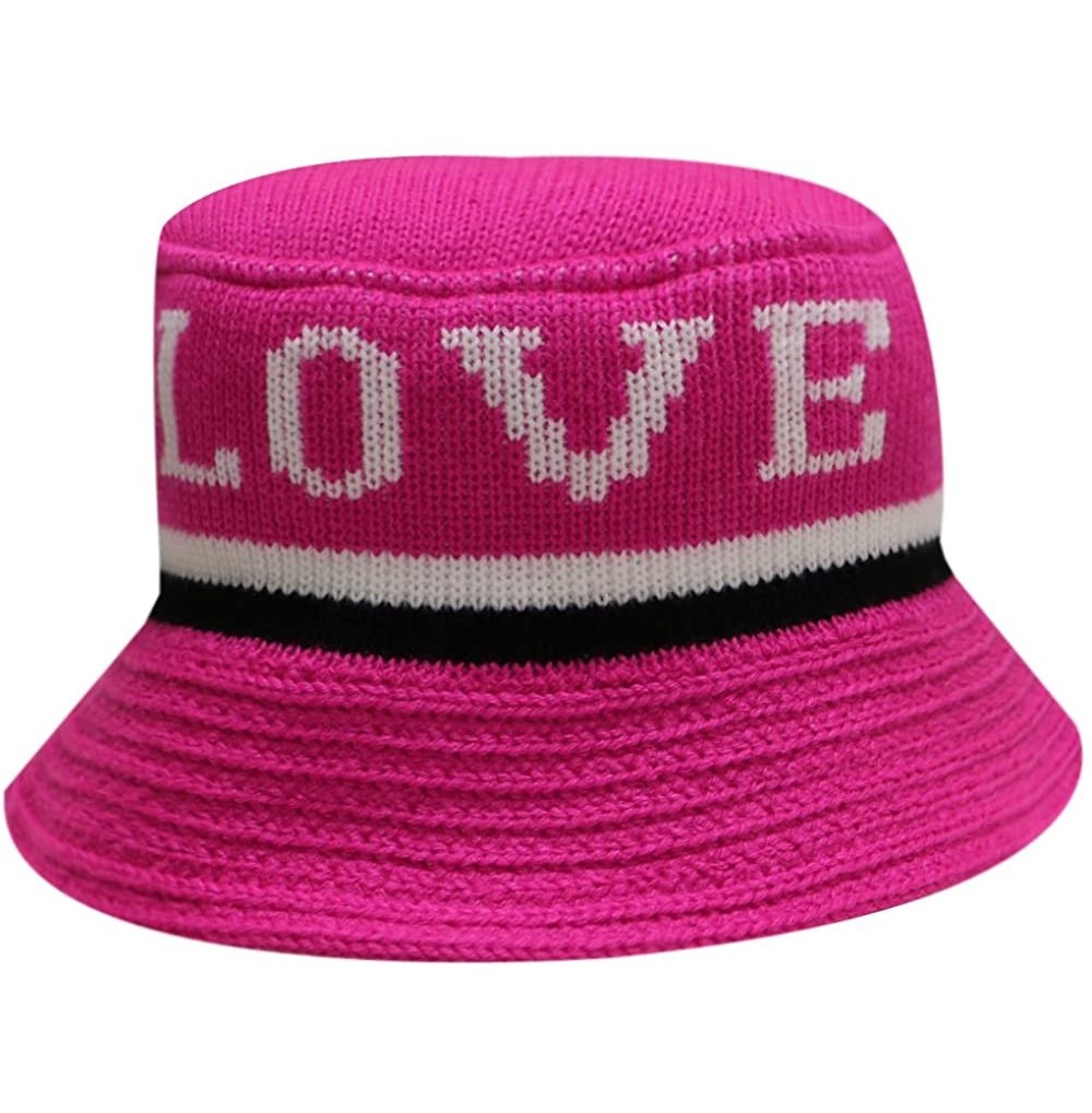 Bucket Hats Bd1650 Love Winter Knitted Bucket Hat Pink - CY1283GFI01