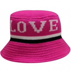 Bucket Hats Bd1650 Love Winter Knitted Bucket Hat Pink - CY1283GFI01