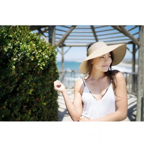 Sun Hats Women's Spring/Summer Collection Straw Woven Wide Brim Sun Visor Hat - Off-white - CT18E2Z35YW