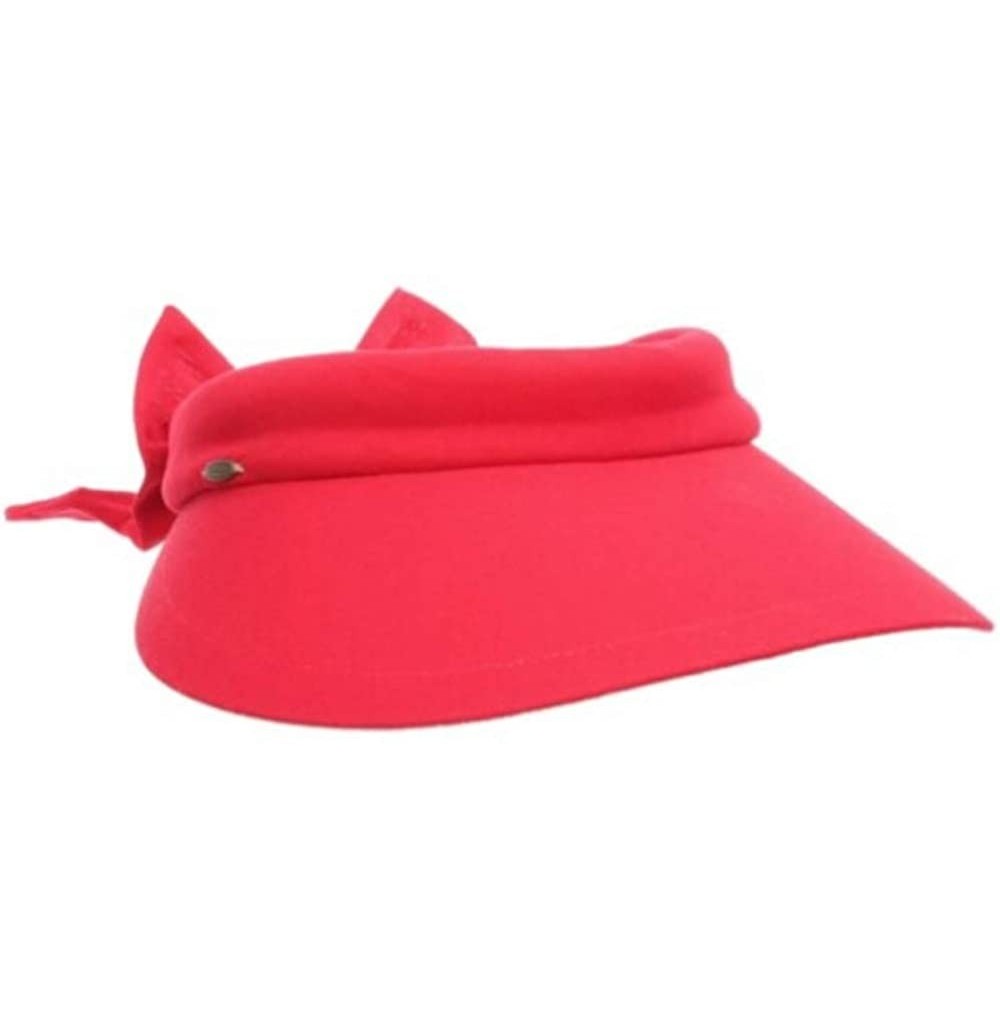 Visors Women's Visor Hat With Big Brim - Red - CR11D7Q40AV