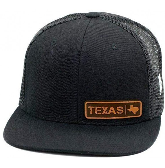 Baseball Caps 'Texas Native' Leather Patch Hat Flat Trucker - Heather Grey/Black - C018IGQS6HE