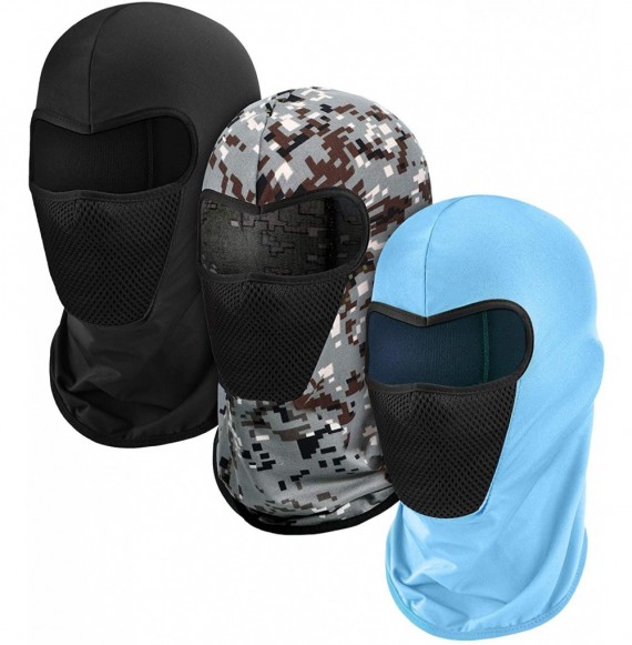 Balaclavas 3 Pieces Balaclava Face Cover Motorcycle Windproof Camouflage Fishing Cap Sunscreen Hat - CT197M73RCQ