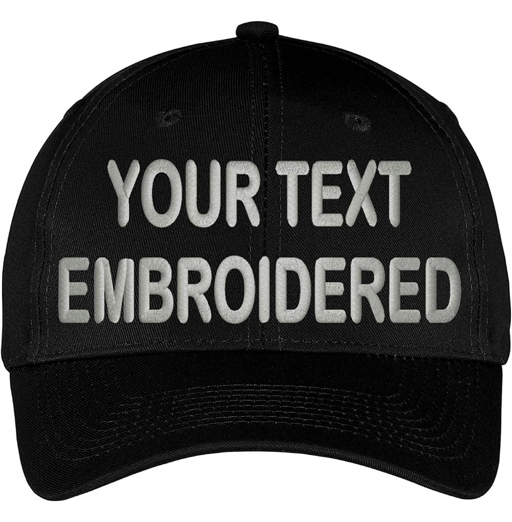 Baseball Caps Custom Hat Add Your Own Text Embroidered Adjustable Size Curved Bill Cap - Black - CA186LRAQYR
