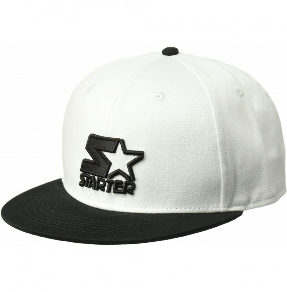 Baseball Caps Men's Snap-Back Flat Brim Cap - White With Black - C7180KD87O6