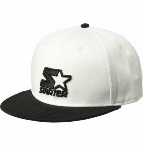 Baseball Caps Men's Snap-Back Flat Brim Cap - White With Black - C7180KD87O6