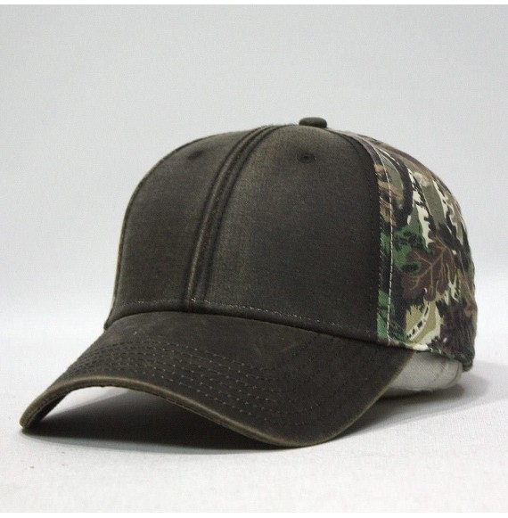 Baseball Caps Vintage Year Heavy Washed Wax Coated Adjustable Low Profile Baseball Cap - Camouflage/Brown - CZ12H7O525B