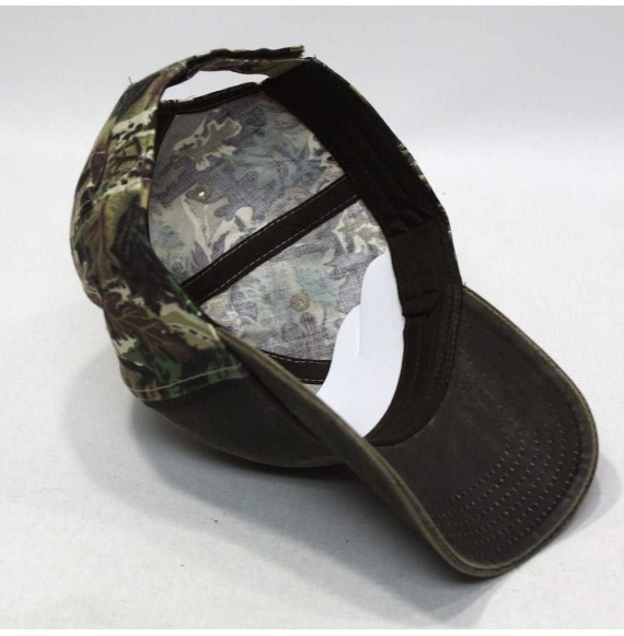 Baseball Caps Vintage Year Heavy Washed Wax Coated Adjustable Low Profile Baseball Cap - Camouflage/Brown - CZ12H7O525B