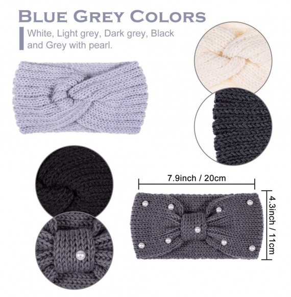 Cold Weather Headbands Headbands Warmers Elastic Scrunchies - Blue Grey - CY18AOQL267