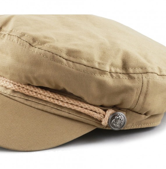 Newsboy Caps Black Horn Unisex Cotton Greek Fisherman's Sailor Fiddler Hat Cap - Khaki - C9187LD87U6