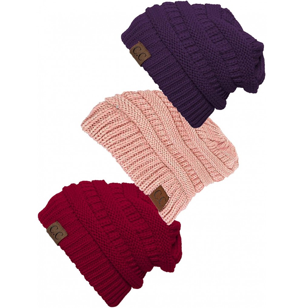 Skullies & Beanies Women's 3-Pack Knit Beanie Cap Hat - CP18LRM7IX8