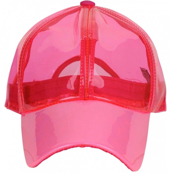 Baseball Caps Womens Transparent Waterproof PVC Rain Baseball Cap - Neon Hot Pink - CI18R5DYTMS