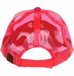 Baseball Caps Womens Transparent Waterproof PVC Rain Baseball Cap - Neon Hot Pink - CI18R5DYTMS