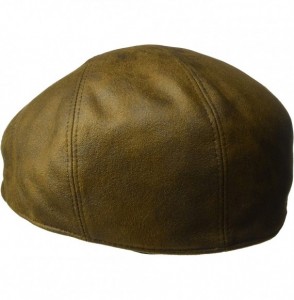 Newsboy Caps Men's Faux Ultra-Suede Leather New Shape Ivy Hat - Distressed Rust - CJ11H4IN84X