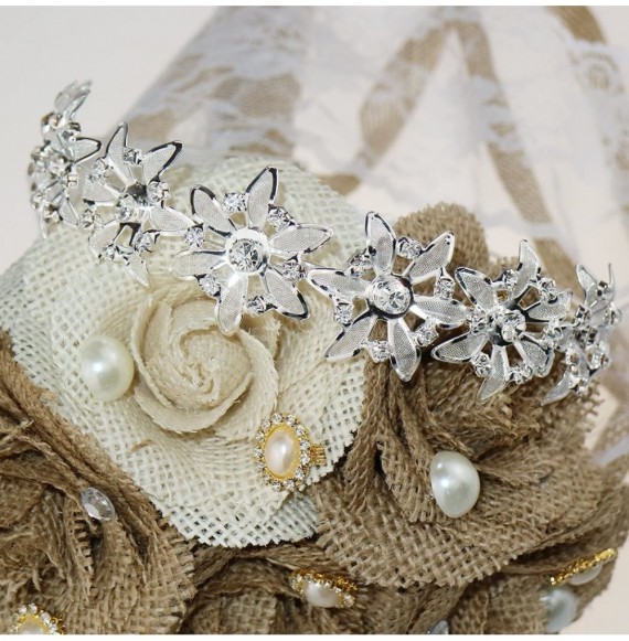 Headbands Bridal Flower Rhinestones Wedding Tiara Crystal Wedding Headband Tiara - silver - C8182X70UC9