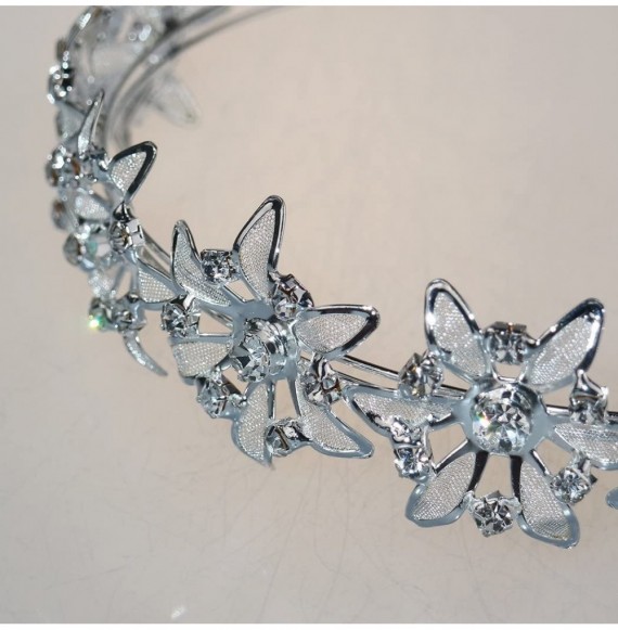 Headbands Bridal Flower Rhinestones Wedding Tiara Crystal Wedding Headband Tiara - silver - C8182X70UC9