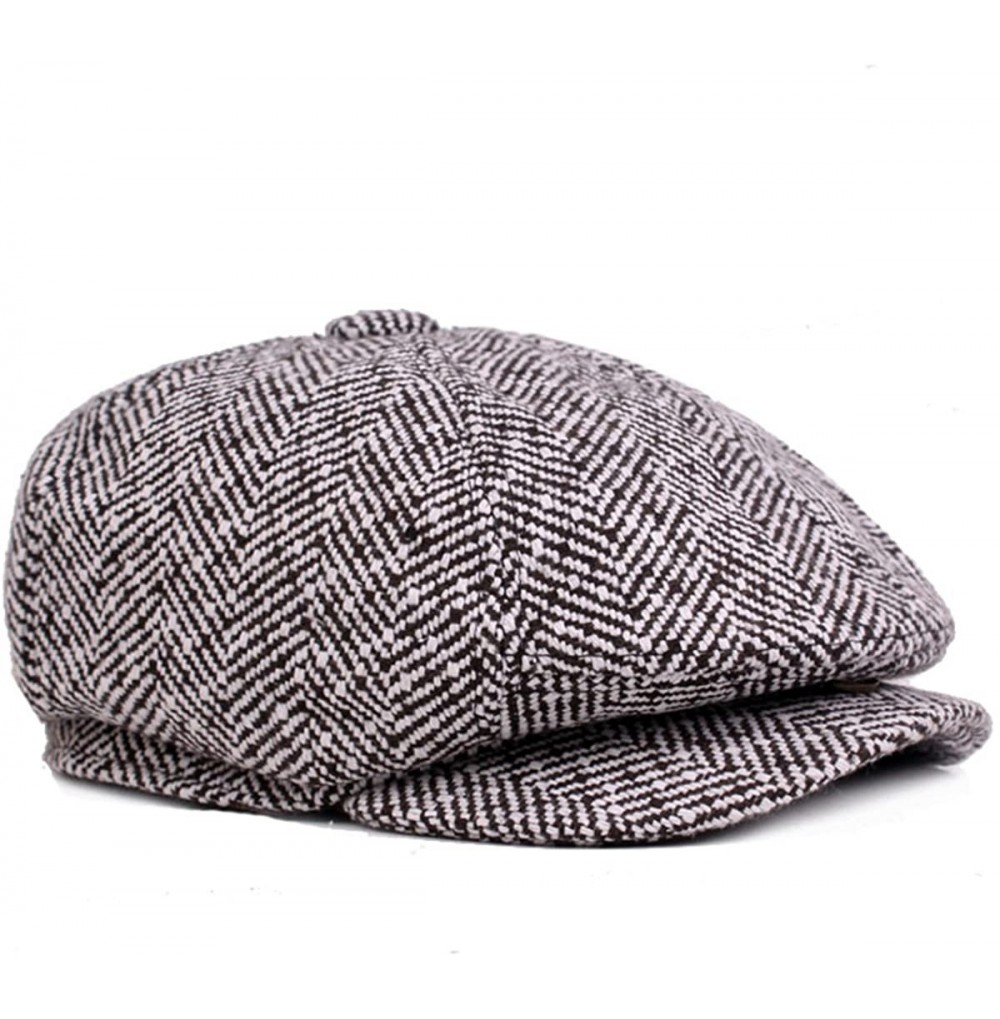 Newsboy Caps Mens Striped 8 Panel Ivy Newsboy Cabbie Gatsby Beret Painter Hats Caps for Men - Lightgrey - C1186C4AOA3