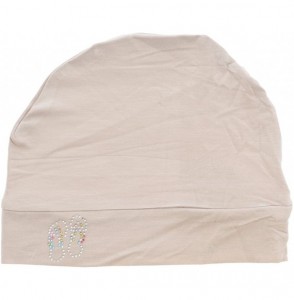 Skullies & Beanies Womens Soft Sleep Cap Comfy Cancer Hat with Studded Flip-Flops Applique - Beige - C712NABI9T4