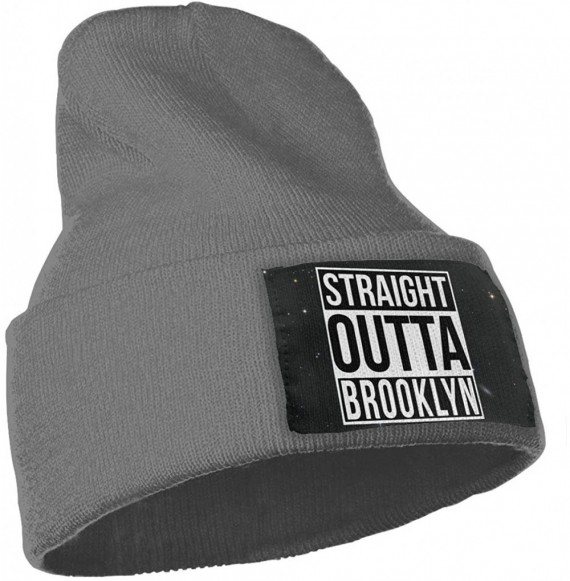 Skullies & Beanies Fashion Knit Cap for Mens and Womens- 100% Acrylic Acid Straight Outta Brooklyn Ski Cap - Deep Heather - C...