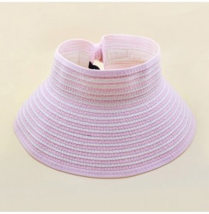 Sun Hats Women & Children Beach Hat Sun Visor Foldable Roll up Wide Brim Straw Hat Cap - Children Size Color Pink - CB11A6D8BR1
