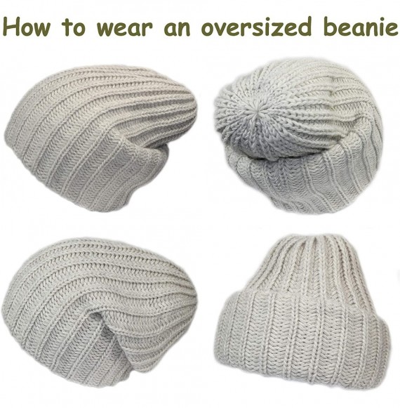 Skullies & Beanies Winter Dreadlocks Beanie-Oversized Slouchy Beanie-Hats for Big Heads-Tam Beanie - Beige - CT1875N93W4