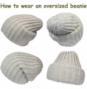 Skullies & Beanies Winter Dreadlocks Beanie-Oversized Slouchy Beanie-Hats for Big Heads-Tam Beanie - Beige - CT1875N93W4