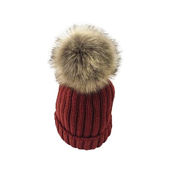 Skullies & Beanies Womens Winter Warm Knitted Pom Pom Beanie Hat with Hair Tie - Black - CW18KA6ROTQ